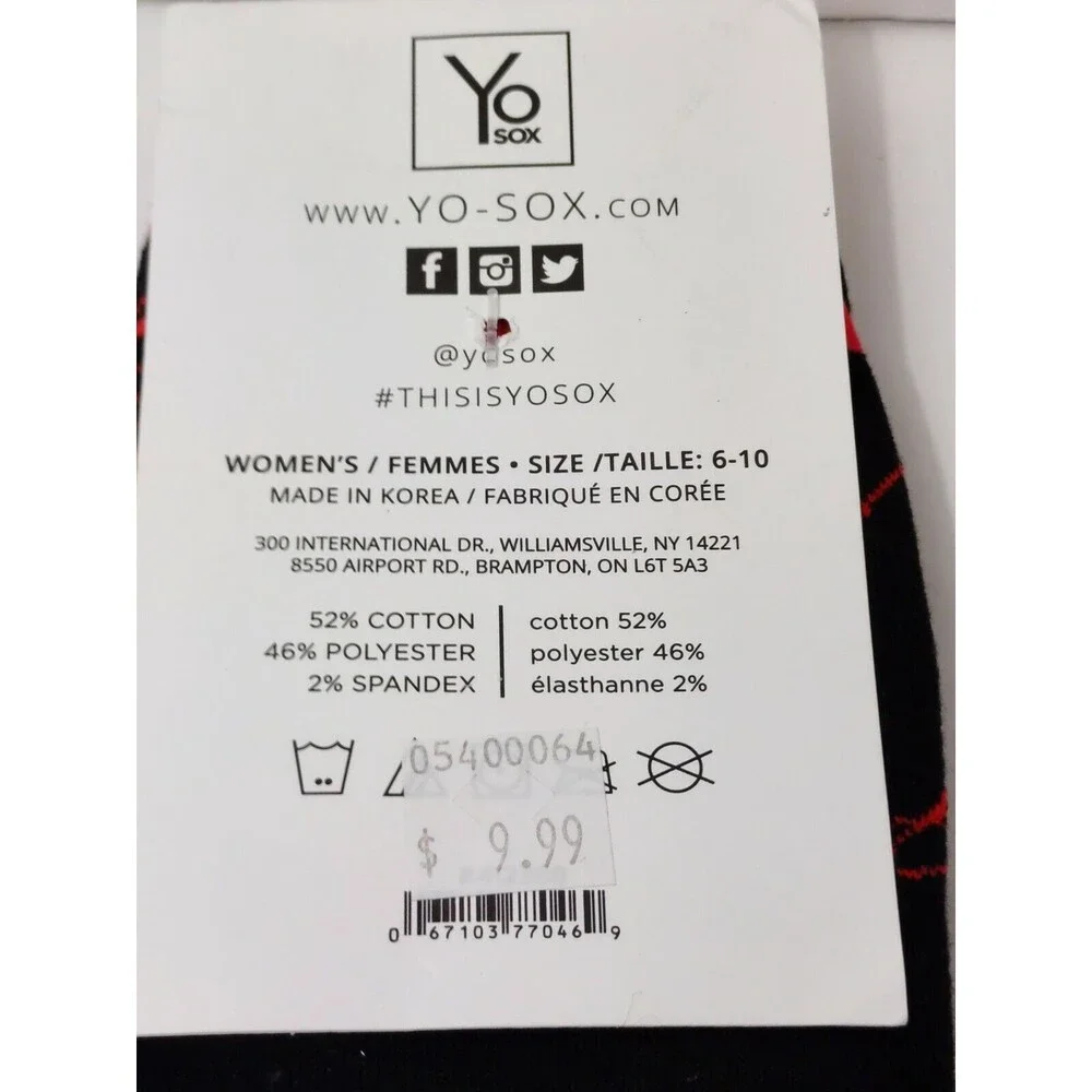 Yo Sox Naughty Black Red Women's Socks Size 6-10